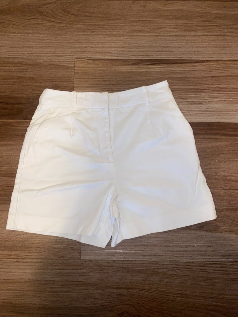 Zara White Tailored Trouser Shorts High Rise